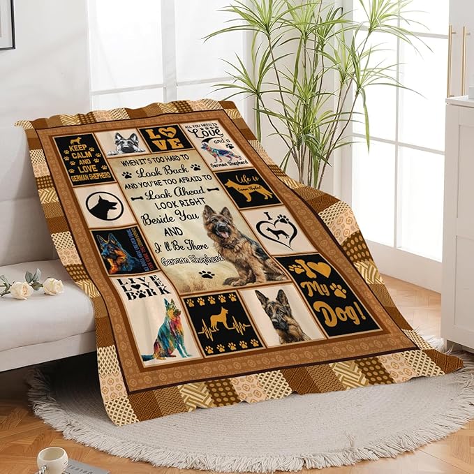 German Shepherd Throw Blanket German Shepherd Puppy Stuff Gifts for Dog Lover Kids Girls Boys Adults Women Men Soft Cozy Warm Plush Fluffy Fuzzy Fleece Blanket Decor 40''X50''