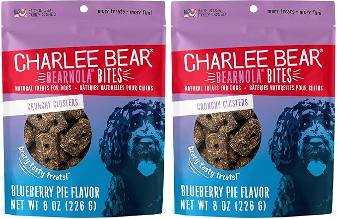 Charlee Bear Bearnola Bites Dog Treats, Blueberry Pie Flavor, 8oz (Pack of 2)