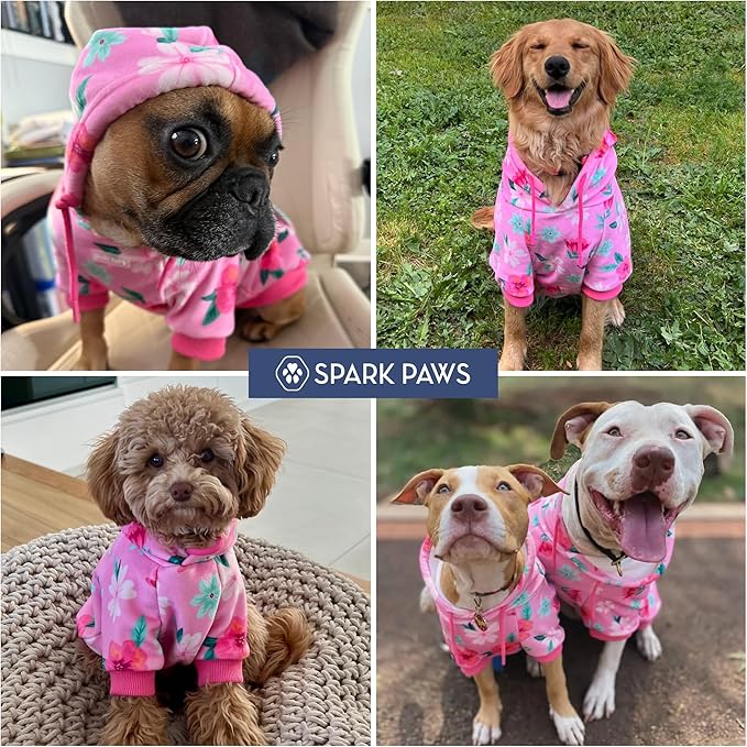 Spark Paws Dog Hoodie – Premium Dog Sweater for Small, Medium, and Large Dogs | Warm Outfits for French Bulldogs, Pitbull, Puppy, Winter Jacket Alternative - Blossom - 5XL