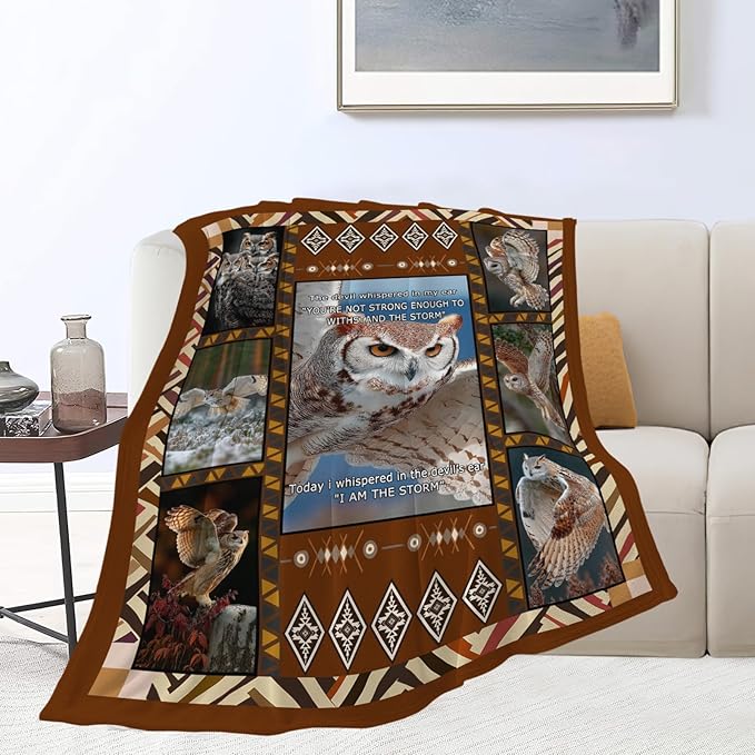 Owl Throw Blanket Owl Stuff Gifts for Kids Girls Boys Adults Women Men Soft Cozy Warm Plush Fluffy Fuzzy Fleece Blanket Decor 50''X60''