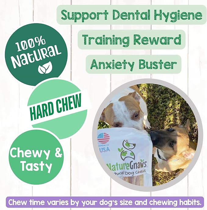 Nature Gnaws USA Beef Tendons for Dogs (8oz) - Mixed Thickness - Long Lasting for Aggressive Chewers - Premium Natural Beef Dog Chew Treats - Rawhide Free