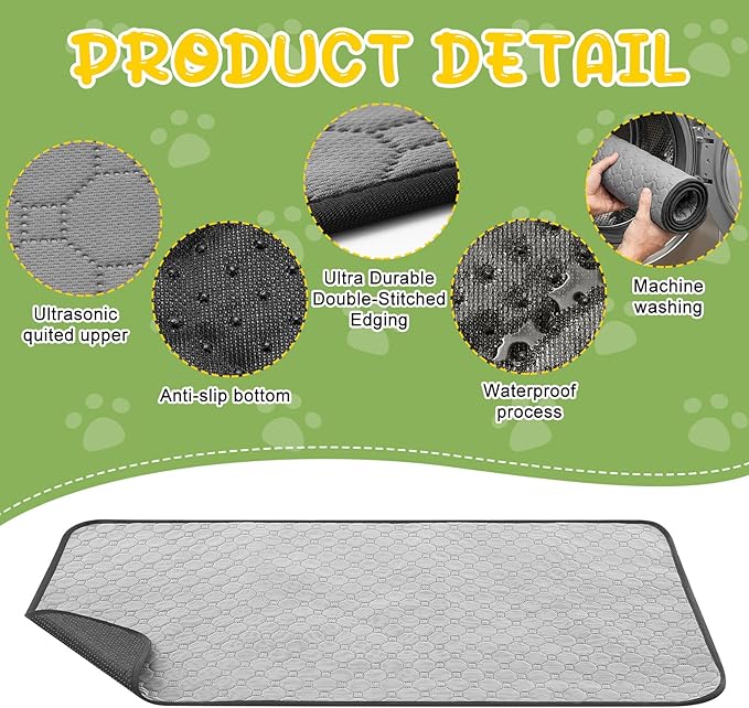24 x 48 Inch Guinea Pig Cage Liner with 2 Pcs Washable Pee Pads, Waterproof Base Mat for C&c Cages, Reusable Bedding for Guinea Pigs, Rabbits, Hamsters & Small Animals