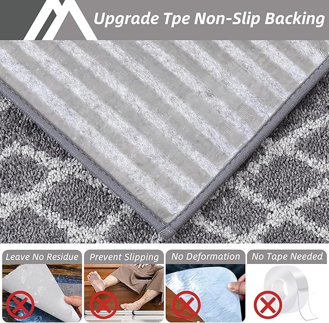COSY HOMEER Soft Stair Treads 15pcs Non-Slip Carpet Mat 28inX9in Indoor Stair Runners for Wooden Steps,Stair Rugs for Kids and Dogs, 100% Polyester TPE Backing Grey,Rhombus