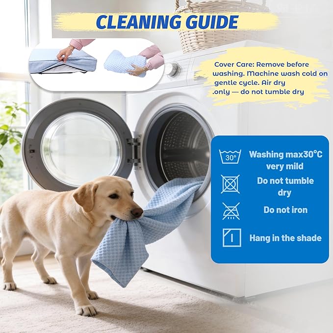 Cooling Dog Bed for Large Dogs, Washable Memory Foam Dog Beds for Crate with Joint Relief, Waterproof Liner and Removable Cover (35’’x 22’’)