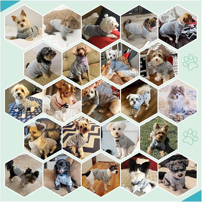 Jecikelon Dog Clothes Dogs Sweater Soft Puppies Clothing Winter Puppy Sweaters Warm Outfit for Dogs Small XXS XS Cat Apparel (Grey, XXS)