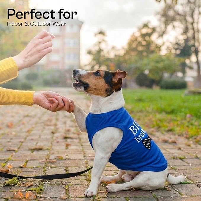 Parisian Pet Dog Shirt – 100% Cotton Shirts for Medium Dogs – Blue Sleeveless Puppy Clothes – Lightweight and Breathable Dog Apparel – Boy Big Brother Dogs Clothes - Stretchy Pet T Shirts