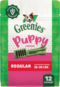 Greenies Dental Treats for Dogs, Veterinarian-Recommended Natural Puppy Treats Regular Size, 6 oz. Pack, 12 Count