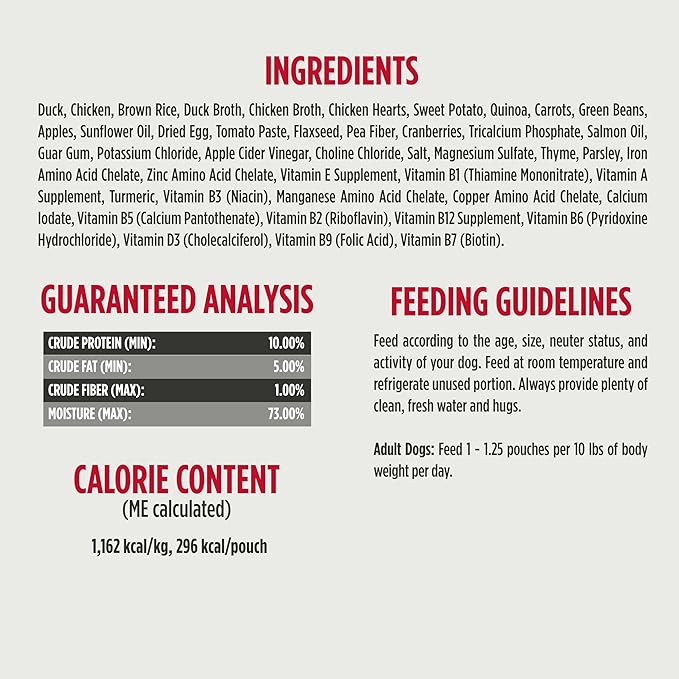 Nulo Gently-Cooked Meals Complete and Balanced Adult Wet Dog Food, Duck & Quinoa, 9 Ounce, 8 Count
