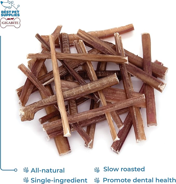 GigaBite 6 Inch Slim Odor-Free Bully Sticks (25 Pack) - All Natural, Free Range Beef Pizzle Dog Treat by Best Pet Supplies