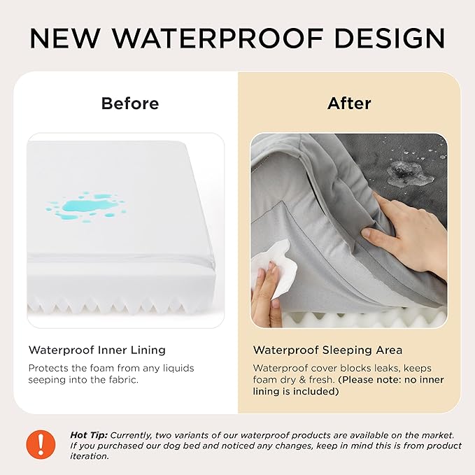 Bedsure Orthopedic Dog Beds Large Sized Dog - Washable Large Dog Cat Bed Waterproof, Comfort Dogs Couch Sofa with Washable Removable Cover, Pet Bed with Nonskid Bottom, Light Grey, 35"