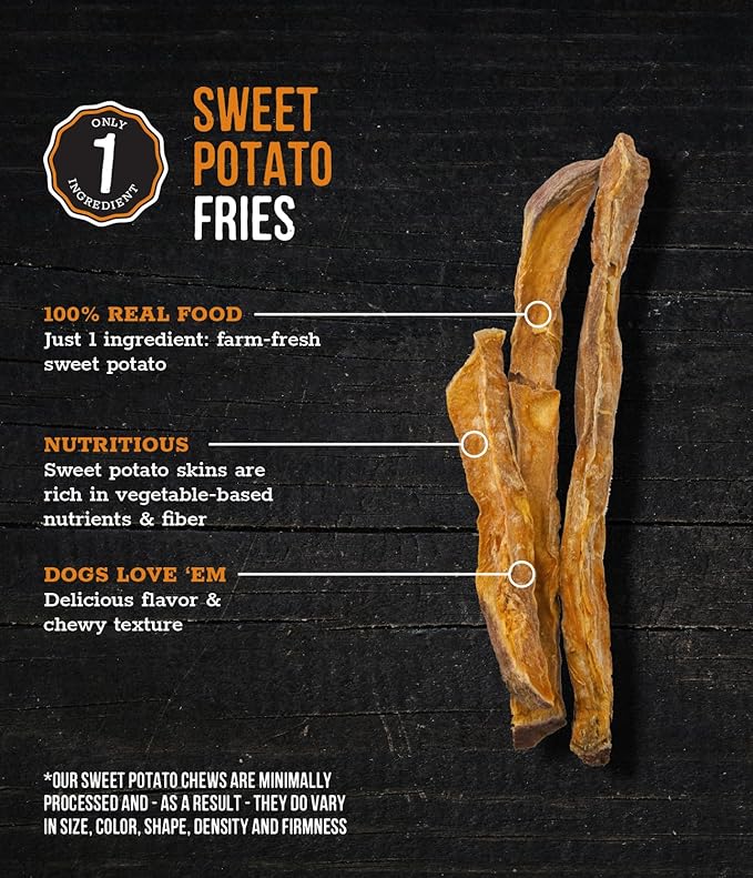 Wholesome Pride Sweet Potato Fries Dog Treats, Single Ingredient, All-Natural, Made Without Grain, 8 oz