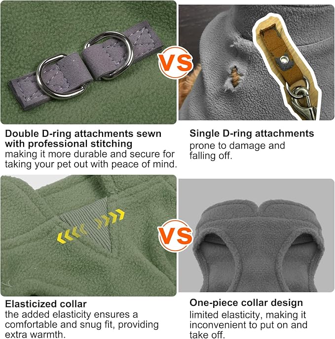 BEAUTYZOO XS Dog Sweaters, Soft Fleece Vest Pullover Dog Jacket with D-Ring Leash Attachment, Warm Winter Dog Clothes Cold Weather Doggy Chihuahua Sweater for Small Dogs Cats Boy or Girl, XSmall