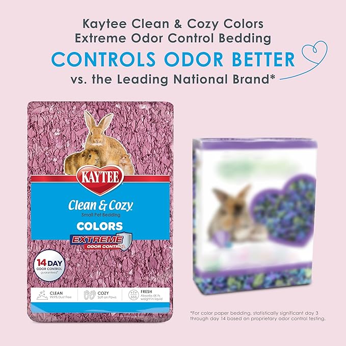 Kaytee Clean & Cozy Colors, Small Animal Bedding with Extreme Odor Control, Plum, 49.2 Liters
