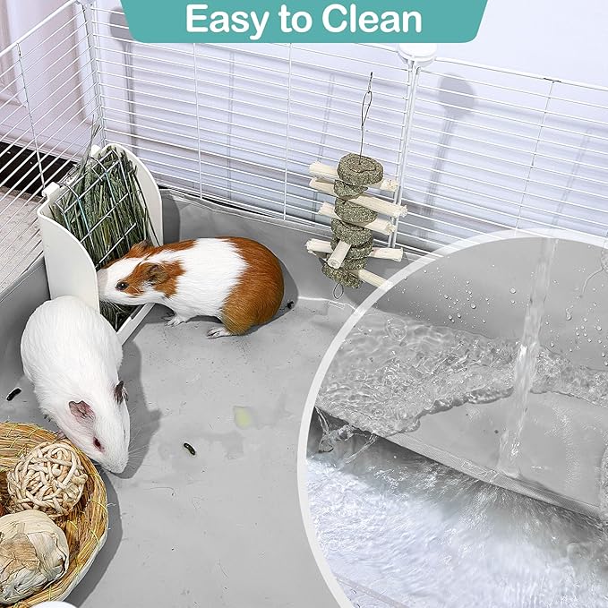 Glittme Guinea Pig Cage Liner, Waterproof Liner for Guinea Pigs, Guinea Pig Bedding with Tarp Bottom for Grid Cage, Cage Liners for Guinea Pig, Bunny, Hamster, Rabbit,Not Include Cage,47 * 24 inches