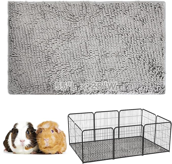PINVNBY Guinea Pig Cage Mat Guinea Pig Bedding Washable Rabbit Mat Pads Reusable Small Animal Sleeping Bed for Bunny Hamster (55 x 28, Gray)