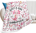 SweetFox Just A Girl Who Loves Axolotls Blanket Cute Axolotl Decor Throw Blanket Gifts for Girls Boys Lovers Super Warm Soft Plush Fleece Flannel Bedding Blankets for Kids Adults Men Women 50"X40"