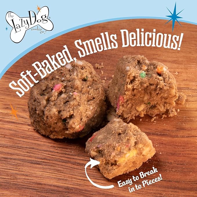 The Lazy Dog Cookie Co. Mutt Mallows Birthday Cake Soft Baked Dog Treats, Vanilla with Confetti Sprinkles, for Small, Medium and Large Dogs, Wheat-Free, Baked in The USA, 5 oz. (Pack of 3) BD
