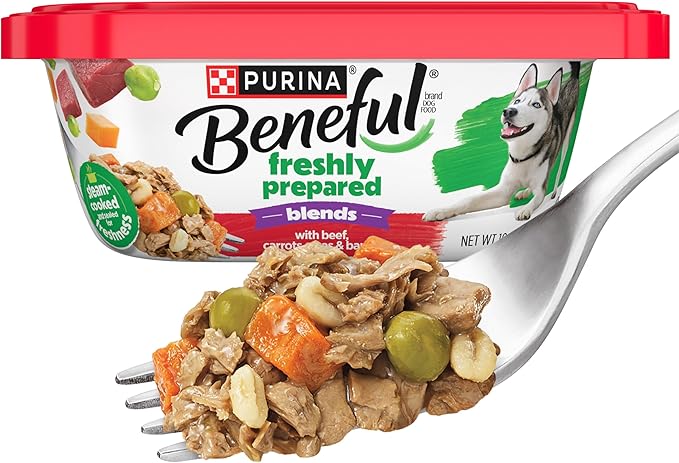Purina Beneful Freshly Prepared Blends Wet Dog Food With Beef, Carrots, Peas, and Barley - (Pack of 8) 10 oz. Tubs