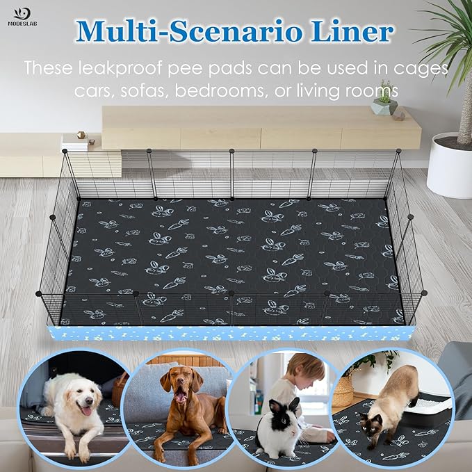 2-Pack Guinea Pig Cage Liner Washable, 16in x 30in Ultra-Absorbent Guinea Pig Bedding for Cage Non-Slip Leak-Proof Pee Pads for Dogs Rabbit Bunny Cat Litter Mat, Navy