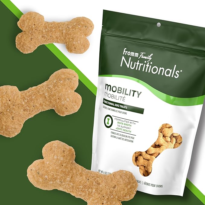 Fromm Family Nutritionals Mobility Dog Treats - Perfect for Joint Integrity, Comfort, & Flexibility - Contains Glucosamine, Chondroitin, Eggshell Meal, & Green Lipped Mussels - Pack of (3) 6 oz Bags