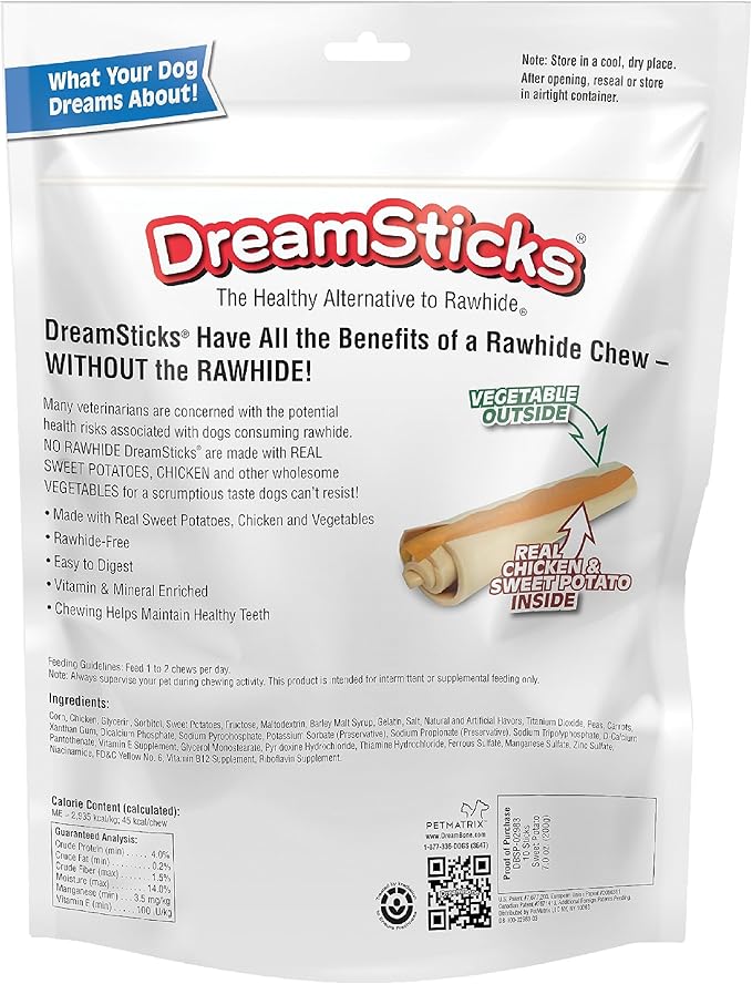 DreamBone DreamSticks Dog Chews Made with Real Sweet Potato, 10 Count (Pack of 1)