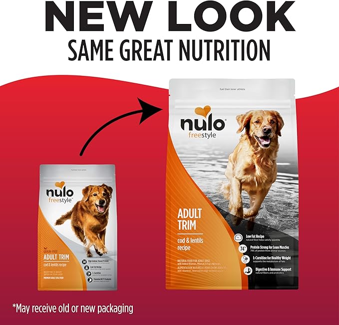 Nulo FreeStyle Adult Trim Dry Dog Food - High Protein Grain Free Dog Food for Healthy Weight Management, Natural Kibble with Probiotics, L-Carnitine and Fiber for Small, Medium, Large Breeds, 26lb