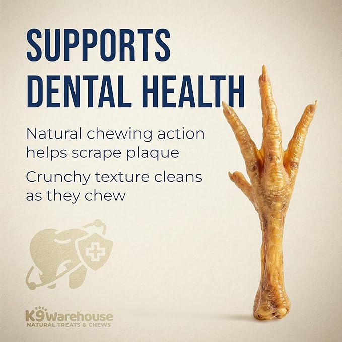 K9warehouse Chicken Feet for Dogs - 30 Count, Dehydrated Chicken Dog Treats, 100% Natural, High Protein, Single Ingredient Chews, Support Dental Health - Ideal for Chewing - USA Company