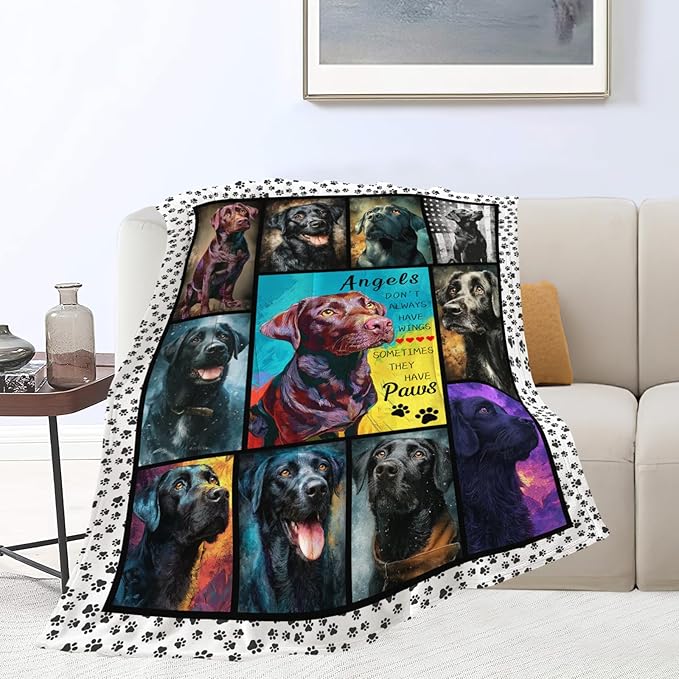 Chocolate Labrador Throw Blanket Black Labrador Puppy Stuff Gifts for Dog Lover Kids Girls Boys Adults Women Men Soft Cozy Warm Plush Fluffy Fuzzy Fleece Blanket 40''X50''