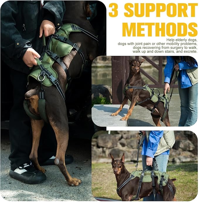 BINGPET Dog Lift Harness for Large Dogs,Full Body Support Rehabilitation Dog Sling Carrier with Handles,Reflective Multifunctional Mobility Assistance Vest for Senior Pets Joint Injuries,Arthritis,L