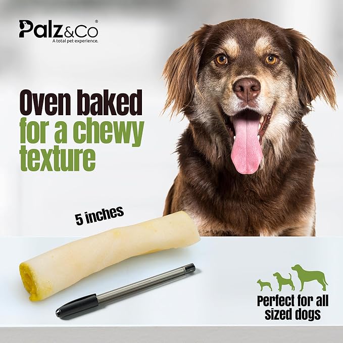 Palz&Co Moodog Beef Corium Collagen Roll 5" Oat Flavor with Pre/Pro-Biotics, 2 Pack - 100% Natural Dog Treat, Supports Gut Health, Made in USA, Crunchy & Chewy