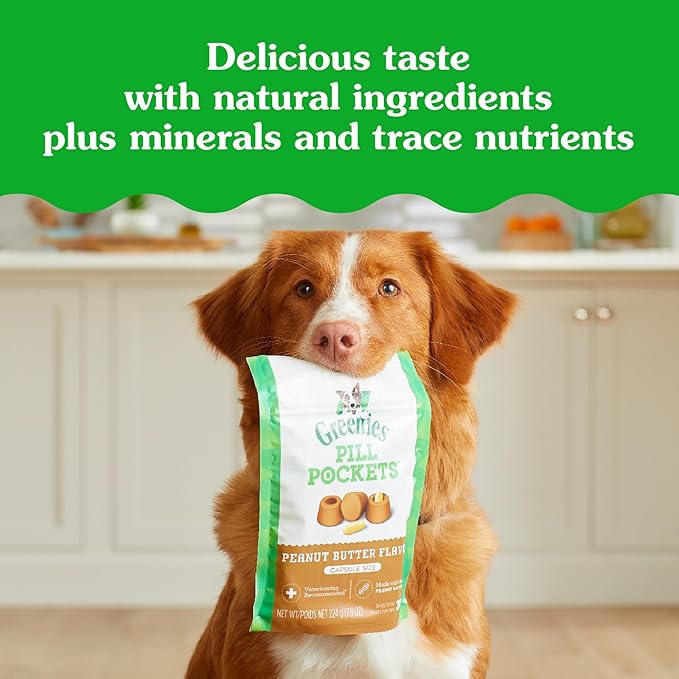 Greenies Pill Pockets for Dogs Small Size, Tablet Pill Treats for Dogs, Peanut Butter Flavor, 3.2 oz. Pouch