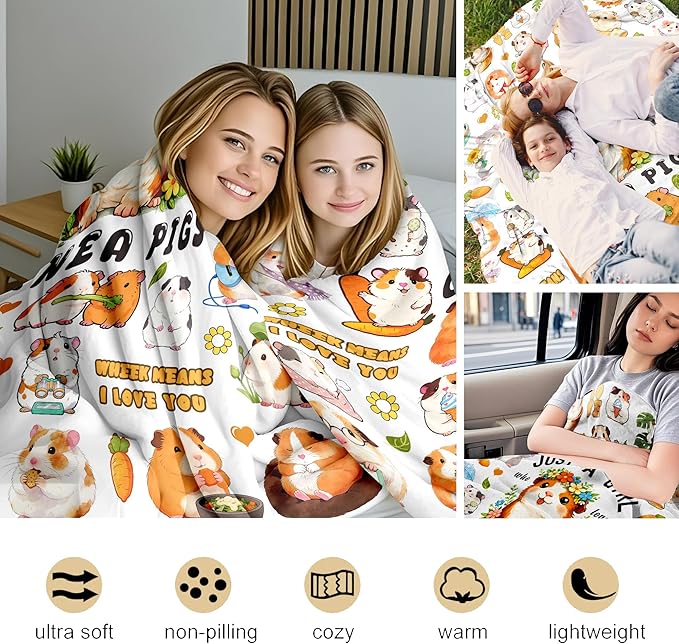 Guinea Pig Blanket Gifts for Girls Women Guinea Pig Throw Blanket Birthday Stuff Gifts Bedding Decor for Kids Adults 50"x40"