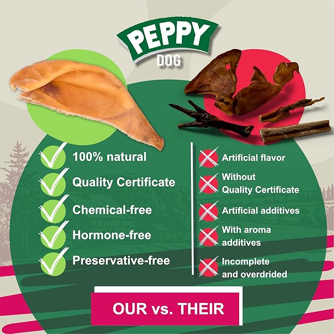 Natural Half Pig Ear Chews (20 Count Pack of 1)| Rawhide-Free | Single Ingredient | Dental Treat