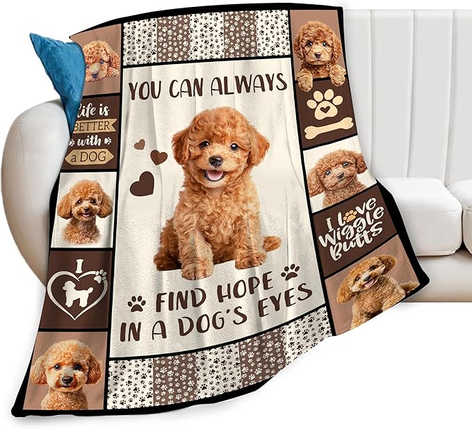 Poodle Gifts Blanket, Poodle Throw Blankets, Dog Mom Gift for Women Men Boys Girls Lover Adult Cozy Fleece Flannel Bedding Stuff Animal Plush for Couch Sofa Bed Decor 60"X50"