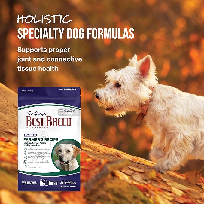 Dr. Gary's Best Breed Grain Free Farmer's Recipe Slow-Cooked in USA, Natural Dry Dog Food for All Breeds and Sizes, 4lbs.