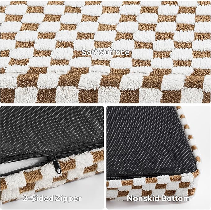 JOEJOY Orthopedic Dog Bed for Large Dogs, Memory Foam Pet Bed with Removable Washable Cover, Cozy Plush Crate Mat, 47×29", Brown