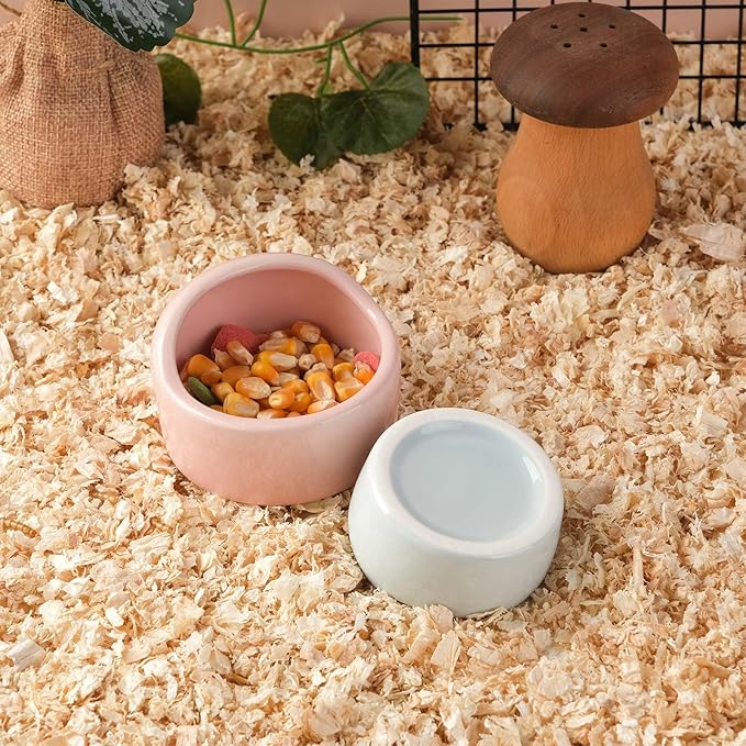 VanEnjoy 4 Pack Medium Hamster Food Bowl Ceramic Guinea Pig Food Dish No Spill Hamster Food and Water Bowl Small Animal Food Bowl for Chinchilla Hedgehog Hamster Gerbil - Pink Blue Yellow and Green