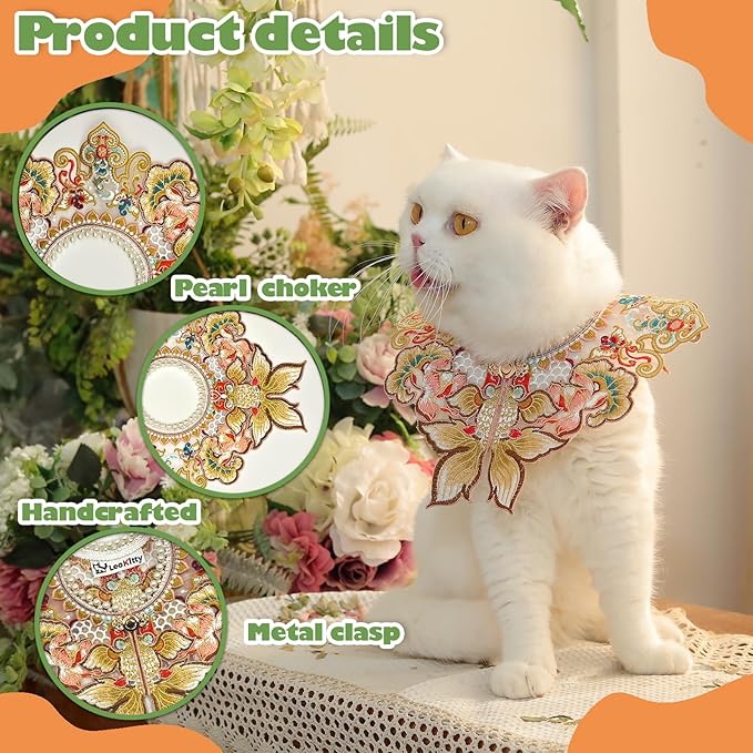 Leo Kitty New Year Pet Outfit for Cats & Small Dogs — Hand-Embroidered Koi-Motif Costume, Warm Yet Breathable Collar Clothing, Gift-Ready