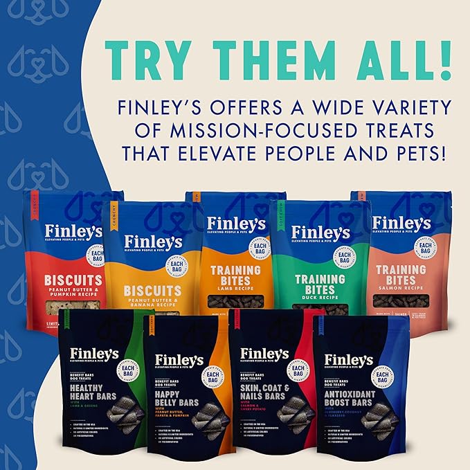 Finley's Crunchy Dog Biscuits, Blueberry and Coconut, Plant-Based Healthy Treats, Oven Baked Dog Cookies, 12oz, 6 Pack
