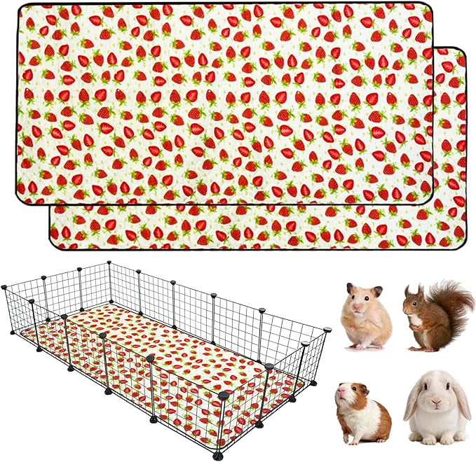 2 Pack Guinea Pig Cage Liners, Waterproof Reusable Guinea Pig Cage Liners,Waterproof Super Absorbent Pee Pads for Small Animals,36x60 inch 2pack