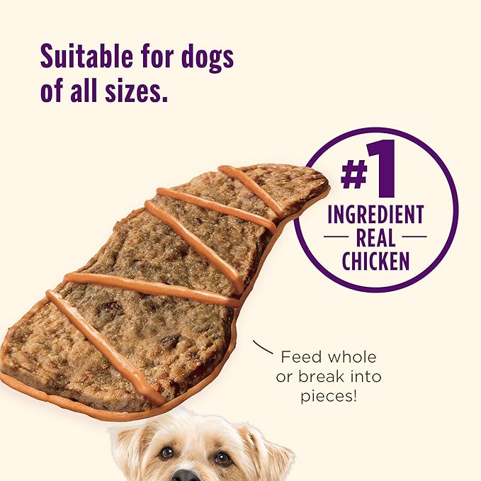 Nutrish Triple Delights Premium Dog Treats with Real Chicken, Bacon, and Peanut Butter, 4.5 oz. Pouch, Pack of 5
