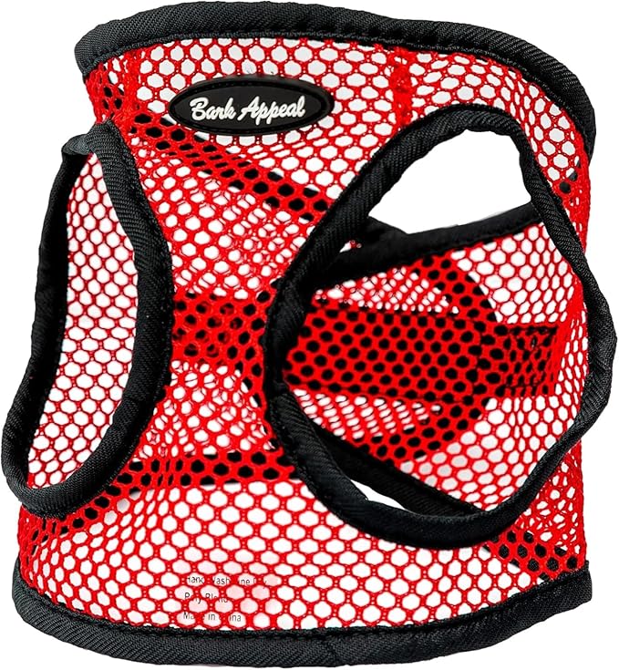 Bark Appeal Red Netted Step-in Dog Harness for X-Large to 2X-Large Sized Pets – Updated Sizing, Remeasuring is Essential – Soft Netted Mesh– Anti-Choke with Adjustable Strap & Heavy Duty Clip – XXL