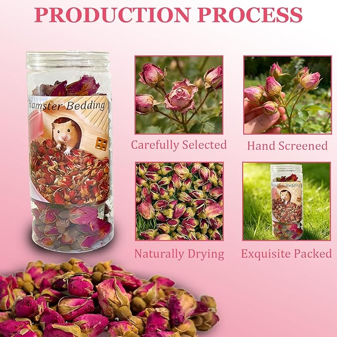 Hamster Bedding Habitat 100G/3.5oz Hamster Forage Flowers Cage Accessories for Rabbit Gerbil Mouse Guinea Pig (100G)