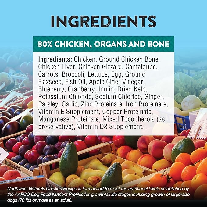 Northwest Naturals Freeze-Dried Chicken Dog Food - Bite-Sized Nuggets - Grain-Free, High-Protein, Raw Diet, Human-Grade Ingredients, All Natural, Premium Quality, Healthy & Nutritious - 12 Oz