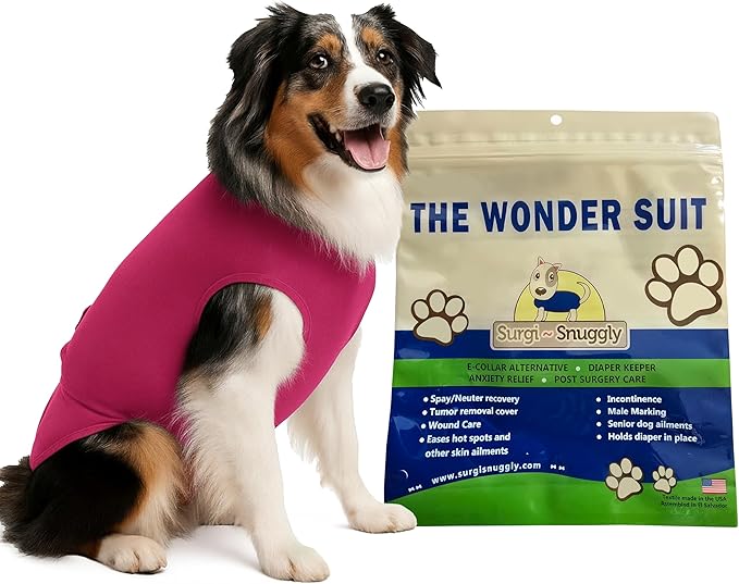 SurgiSnuggly Dog Cone Bodysuit Onesie for Dogs After Surgery, Easier Than E Collars for Dogs, and It's Made with Breathable Vet Approved Fabric to Protect Your Pet's Wounds and Bandages, Pink ML EC