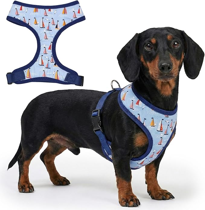 Parisian Pet Sailboat Dog Harness - Breathable No Pull Puppy Harness with Leash Ring - Adjustable Nautical Harnesses for Dogs - Soft Padded Step-in Pet Vest - Lightweight Dog Vests for Large Dogs
