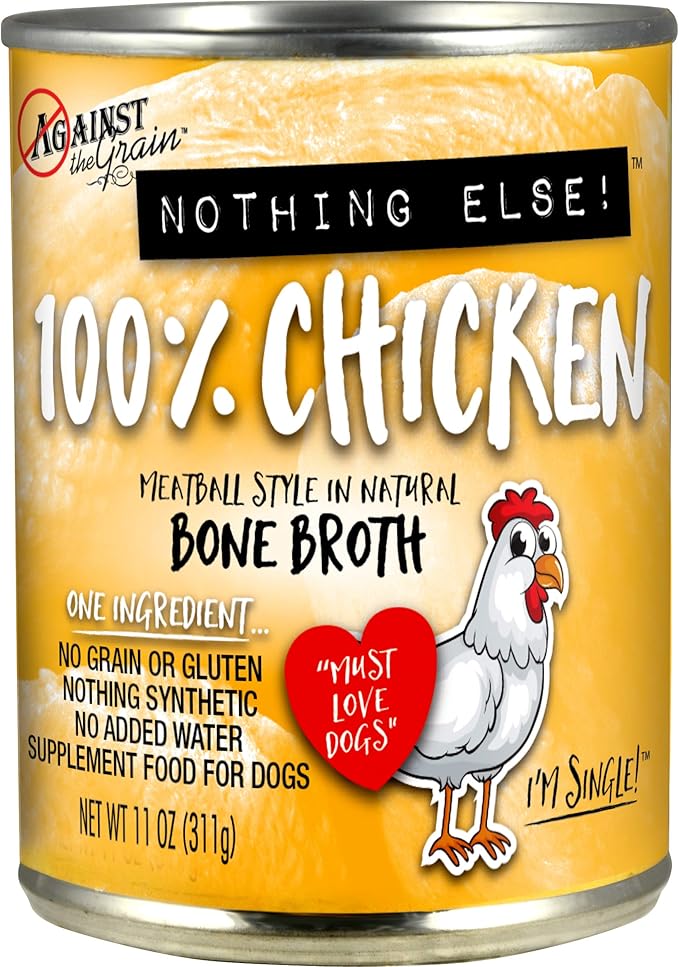 Evanger's Against The Grain Nothing Else! 100% Chicken Dog Food – 12 Count, 11 oz Each – Single-Ingredient Loaf Texture in Natural Bone Broth – Wet Dog Food – Grain & Gluten Free