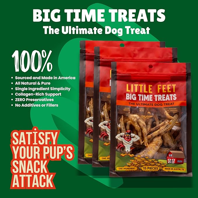 Chicken Feet Dog Treats - Single Bag - 15 Premium Extra Large Pieces - 100% Sourced and Made in USA