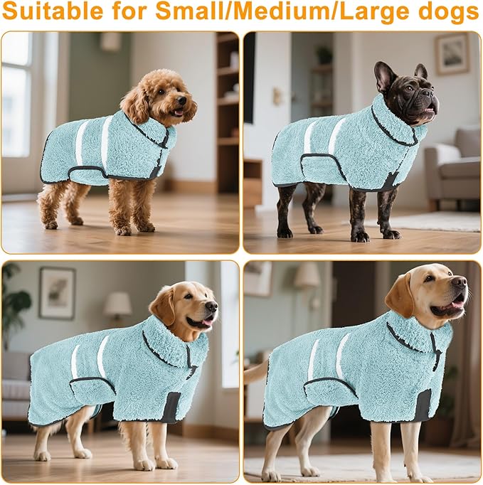 Bienbee Dog Bathrobe, Quick Drying Super Absorbent Dog Robes for After Bath, Warm Keeping Dogs Towel, Dogs Bath Supplies, Light Green XL