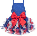 Fitwarm Patriotic Sparkly Tiered Dog Tutu Dress, 4th of July Outfit for Small Dogs Girl, Festive Pet Clothes, Red, White, Blue, XS